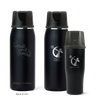 Three Ceres Chill insulated breast milk storage bottles in black on a white background.