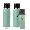 Three Ceres Chill insulated breast milk storage bottles in green on a white background.