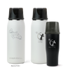 Three Ceres Chill insulated breast milk storage bottles in white and black on a white background.