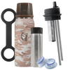 Camo Ceres Chill Best Gift Breast Milk Storage Cooler with straw, tea infuser, and bottle caps accessories.