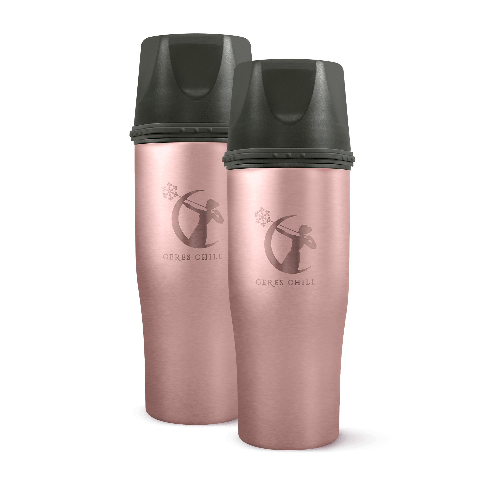 Demigoddess Duo, breast milk storage containers and breast milk storage cooler in rose gold