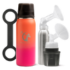 A Dusk Ceres Chill Chiller/Warmer with applications, including a insulated bottle, an inner chamber, and bottle showcasing pumping compatibility on a white background.