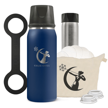 breast milk cooler and breastmilk storage containers in navy