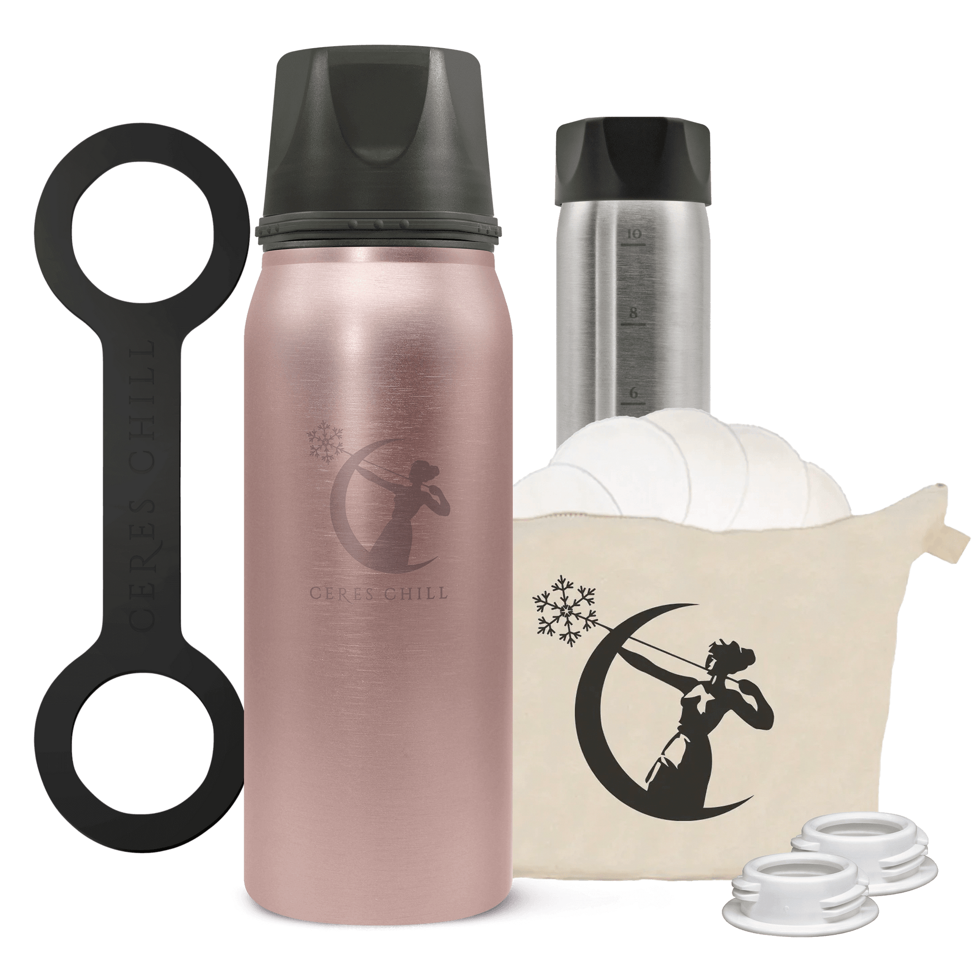 breast milk cooler and breastmilk storage containers in rose gold