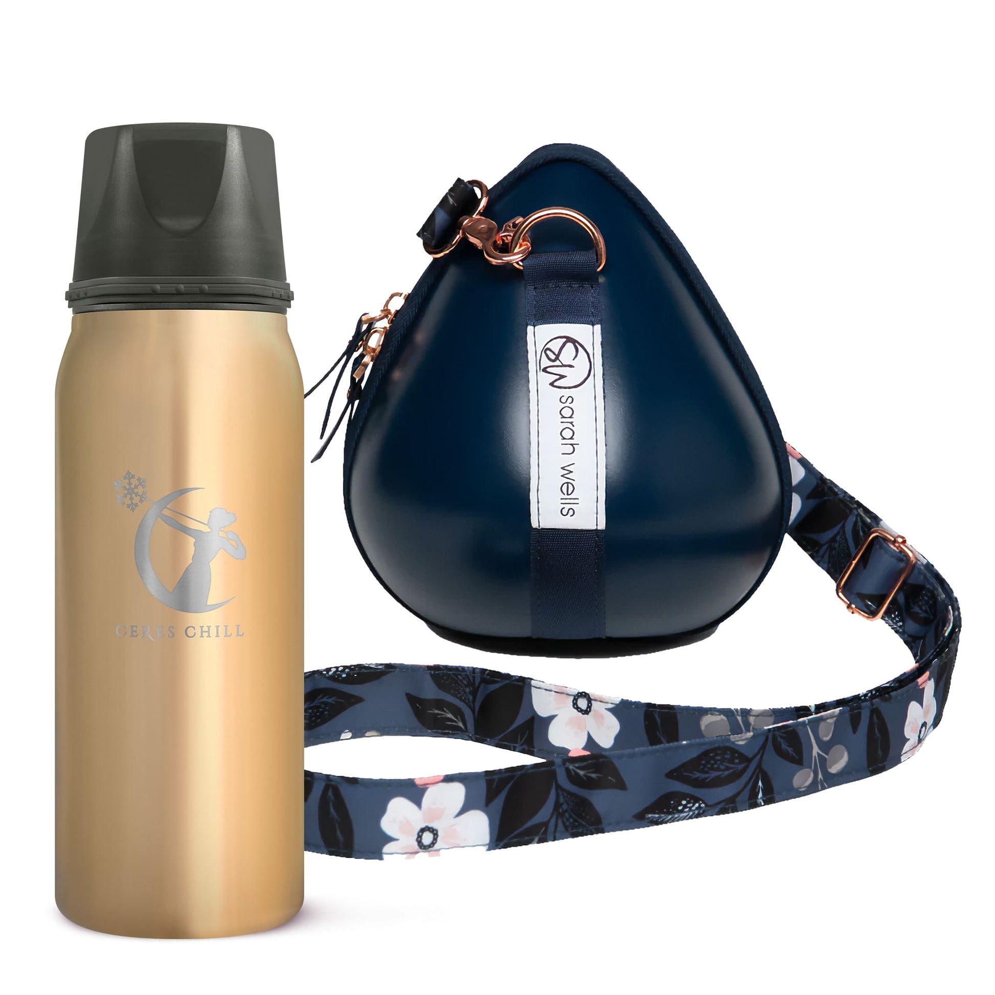 Breast milk storage bag for flying with breast milk in Navy and Gold