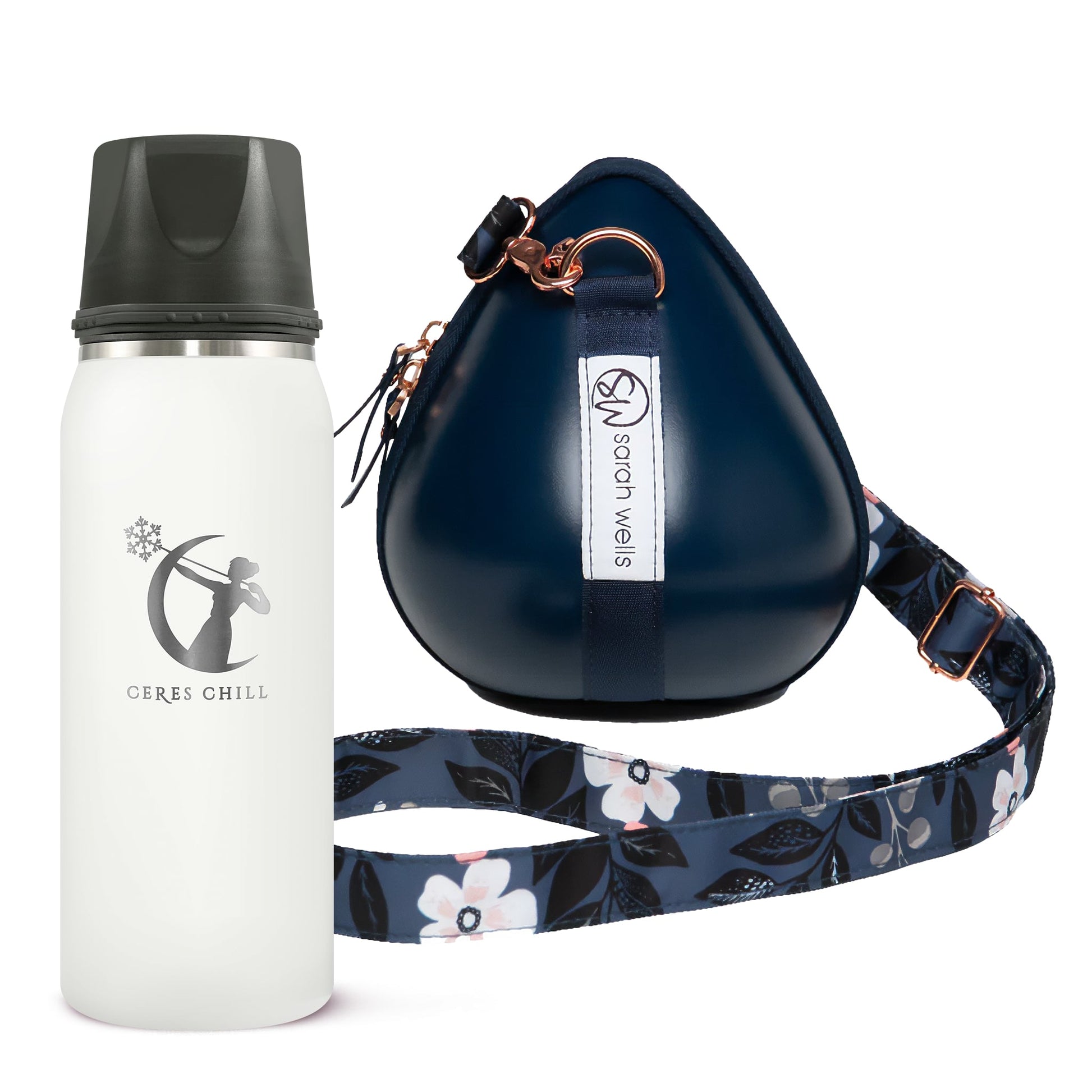 Breast milk storage bag for flying with breast milk in navy and white