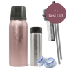 Rose Gold Ceres Chill Best Gift Breast Milk Storage Cooler with straw and bottle caps accessories.